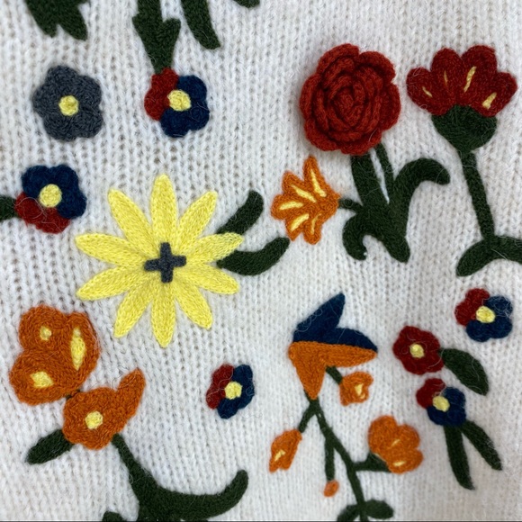 Anthropologie Floral Appliqued Sweater Tunic Dress Alpaca Blend NWT - Picture 10 of 15